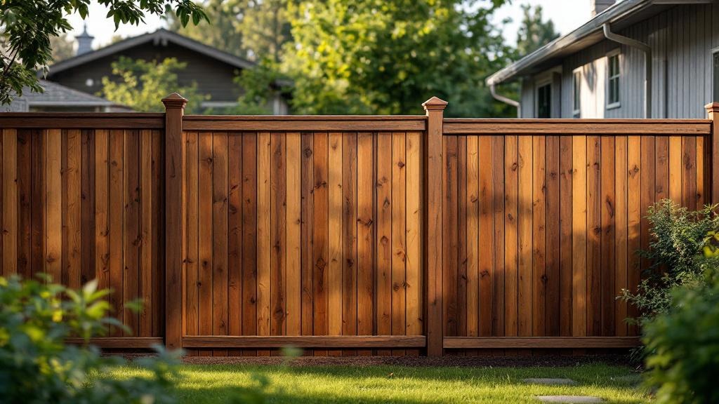 Pressure-Treated Pine board-on-board privacy fence - 6-foot dark walnut stained wood fence installation in Portland, Oregon
