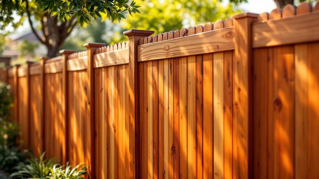 Western Red Cedar dog-ear privacy fence - 8-foot natural cedar stained wood fence installation in San Diego, California