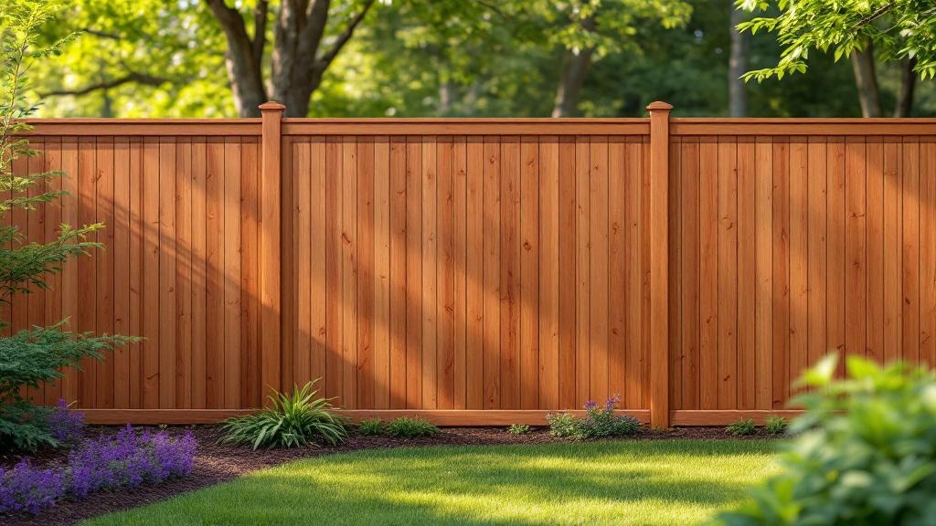Western Red Cedar board-on-board privacy fence - 8-foot natural cedar stained wood fence installation in Atlanta, Georgia