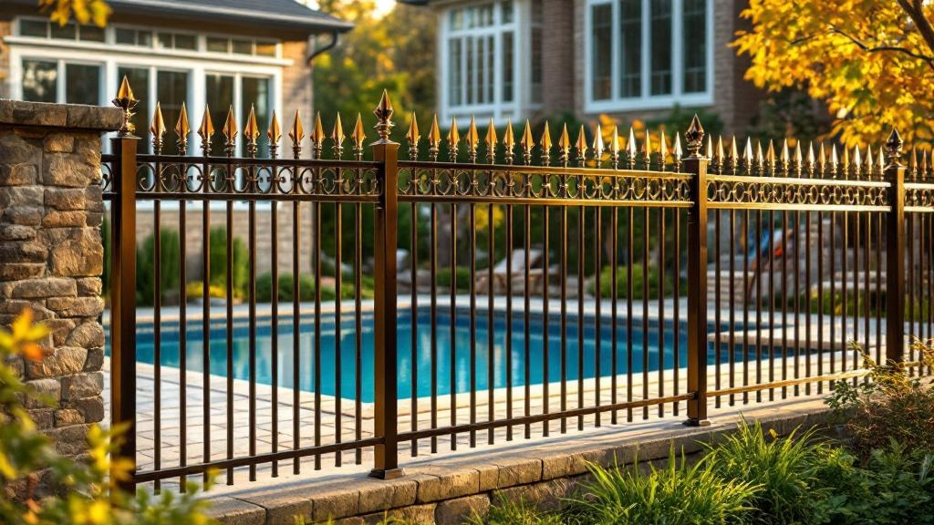bronze aluminum spear-top ornamental fence - 6-foot decorative metal fence for pool enclosure in Nashville, Tennessee