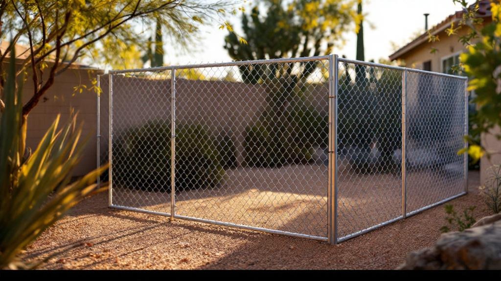 galvanized chain link fence - 4-foot dog fence installation by professional fence contractor in Phoenix, Arizona