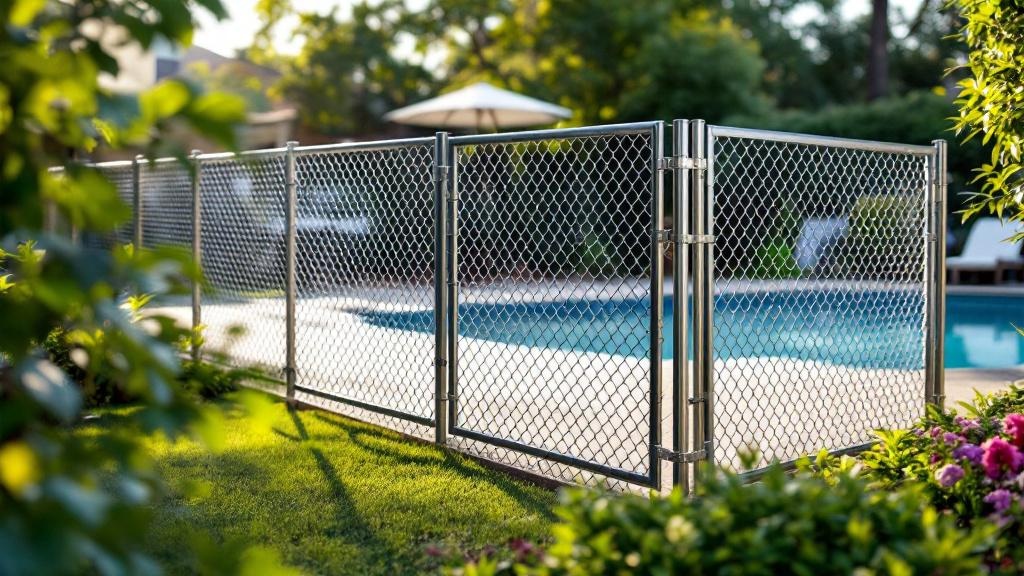 galvanized chain link fence - 5-foot pool fence installation by professional fence contractor in Atlanta, Georgia