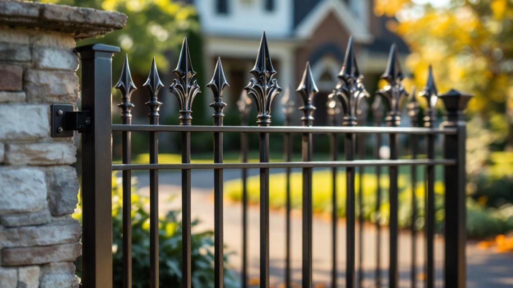 bronze aluminum spear-top ornamental fence - 5-foot decorative metal fence for front yard boundary in Nashville, Tennessee