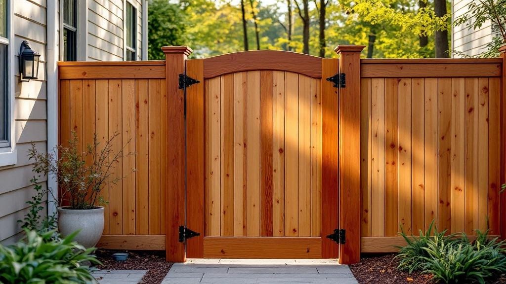 cedar wood matching fence panel walk gate - residential pedestrian gate with stainless steel hardware in Atlanta, Georgia