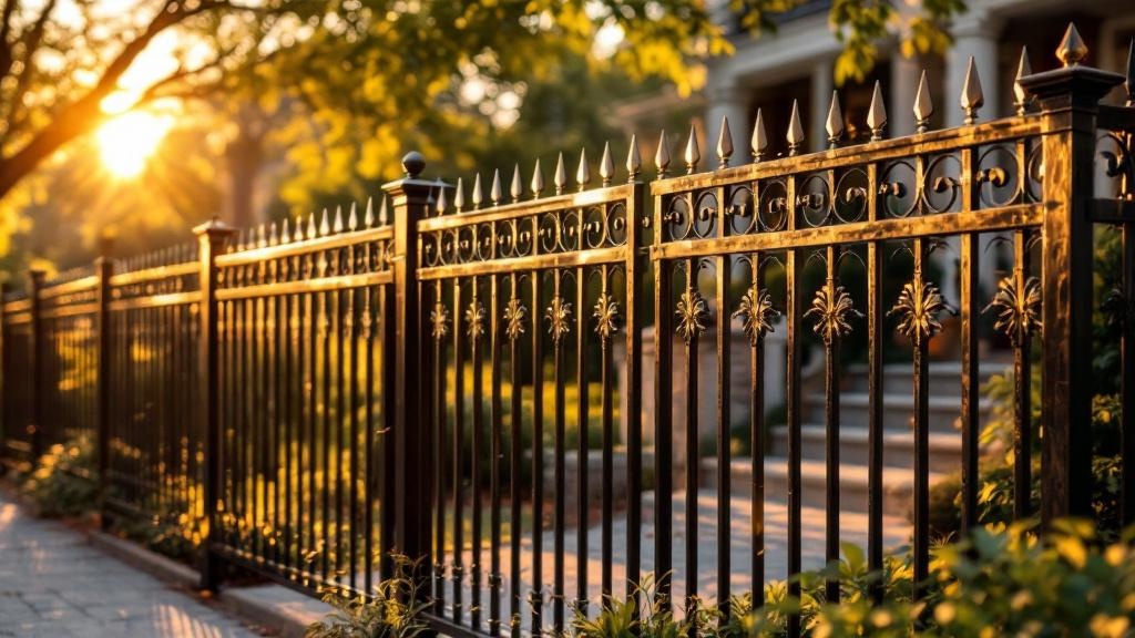 bronze aluminum flat-top ornamental fence - 5-foot decorative metal fence for front yard boundary in Raleigh, North Carolina