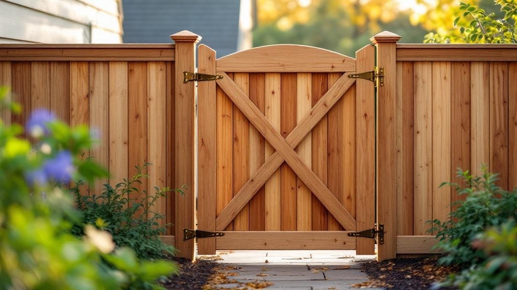cedar wood matching fence panel walk gate - residential pedestrian gate with bronze-finish hardware in Nashville, Tennessee