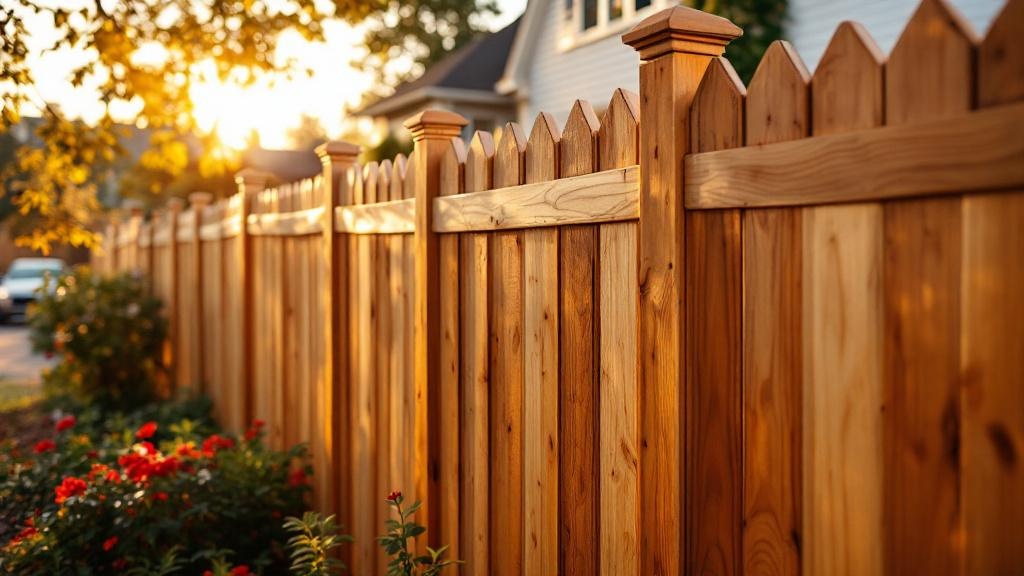 Pressure-Treated Pine shadowbox privacy fence - 6-foot honey oak stained wood fence installation in Charlotte, North Carolina