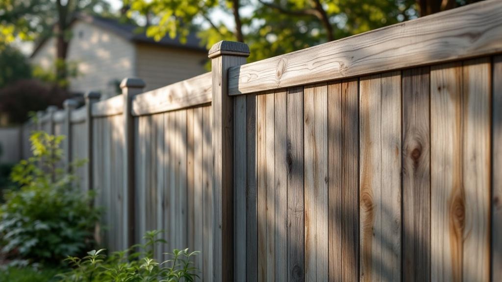 Pressure-Treated Pine board-on-board privacy fence - 6-foot weathered gray stained wood fence installation in Charlotte, North Carolina