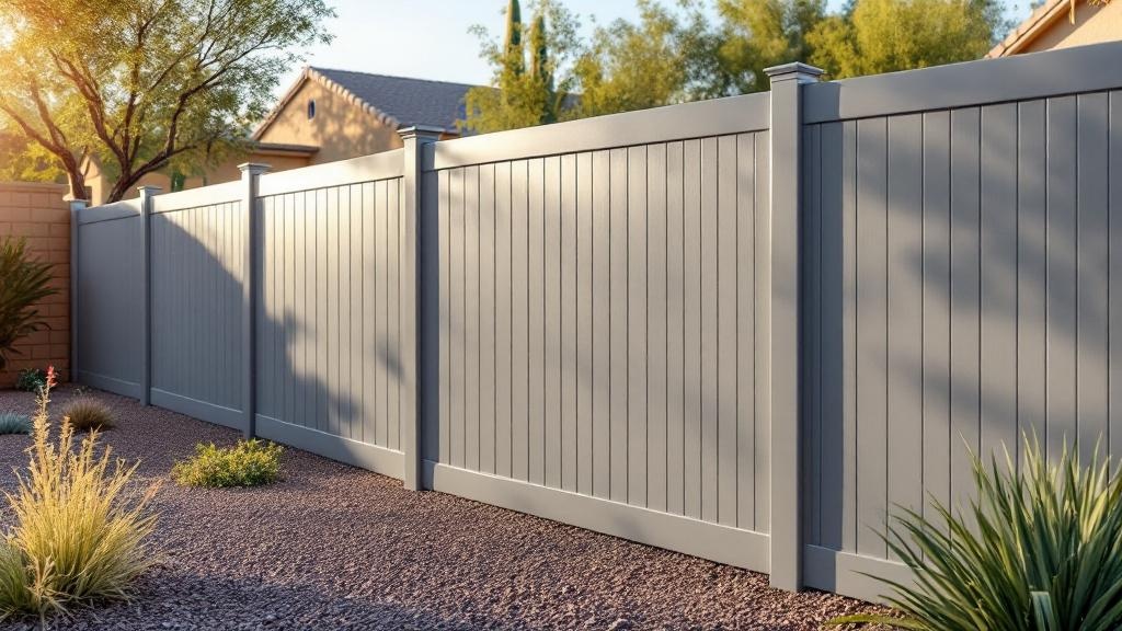 gray vinyl semi-privacy fence - 6-foot maintenance-free PVC fence installation in Phoenix, Arizona