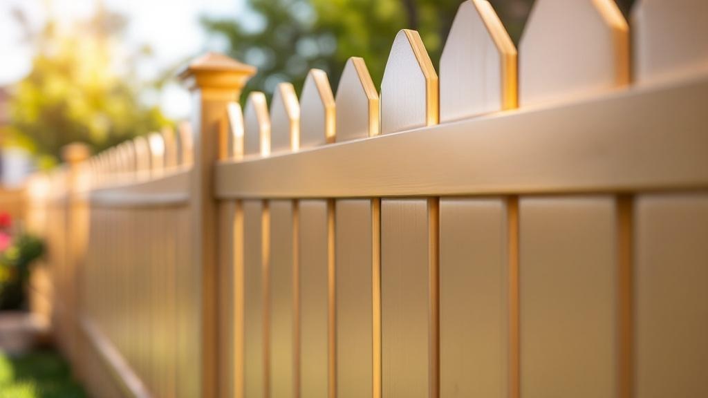 tan vinyl picket fence - 4-foot maintenance-free PVC fence installation in Denver, Colorado