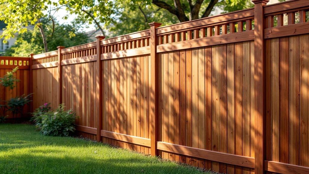 Western Red Cedar shadowbox privacy fence - 6-foot honey oak stained wood fence installation in San Diego, California