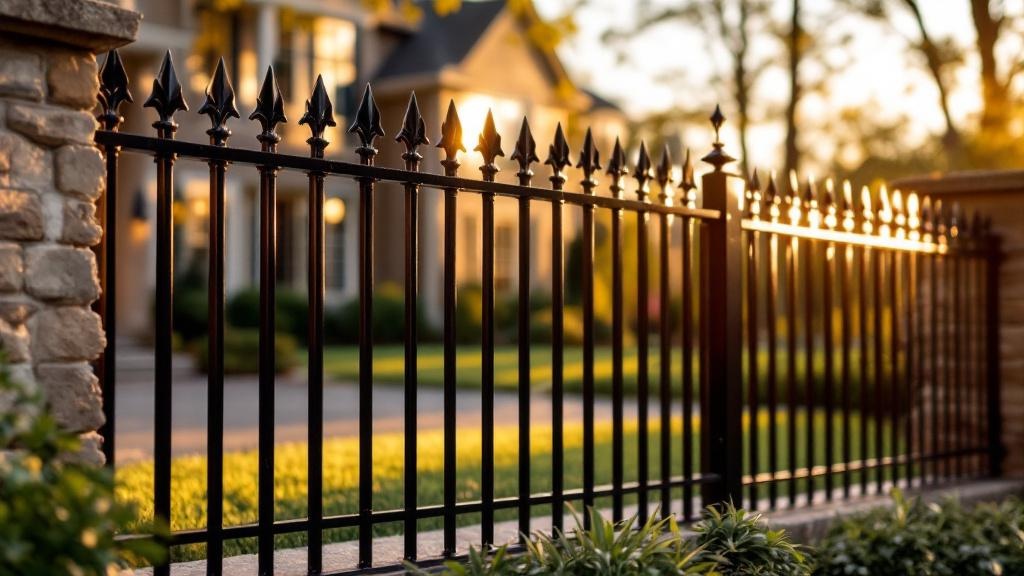 black aluminum spear-top ornamental fence - 4-foot decorative metal fence for property perimeter in Nashville, Tennessee