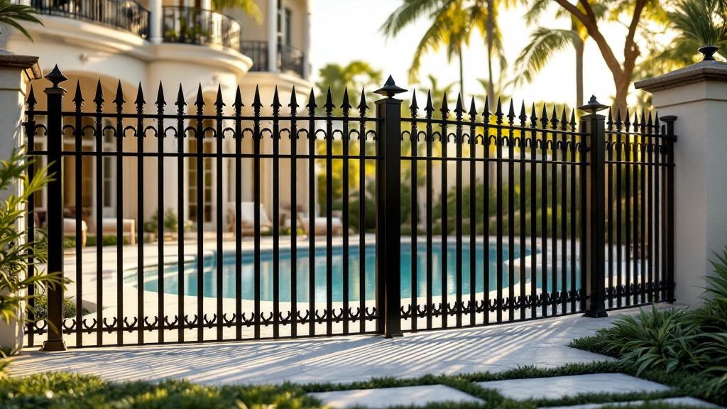 black aluminum spear-top ornamental fence - 4-foot decorative metal fence for pool enclosure in Miami, Florida