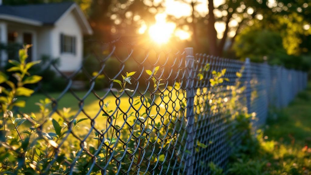 galvanized chain link fence - 8-foot boundary fence installation by professional fence contractor in Raleigh, North Carolina