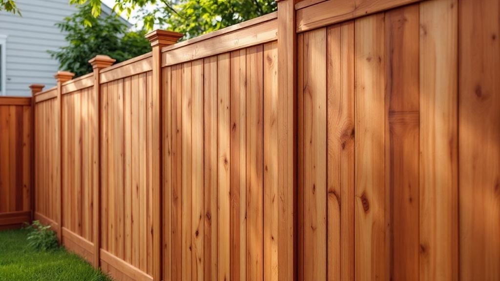 Western Red Cedar dog-ear privacy fence - 8-foot natural cedar stained wood fence installation in Charlotte, North Carolina