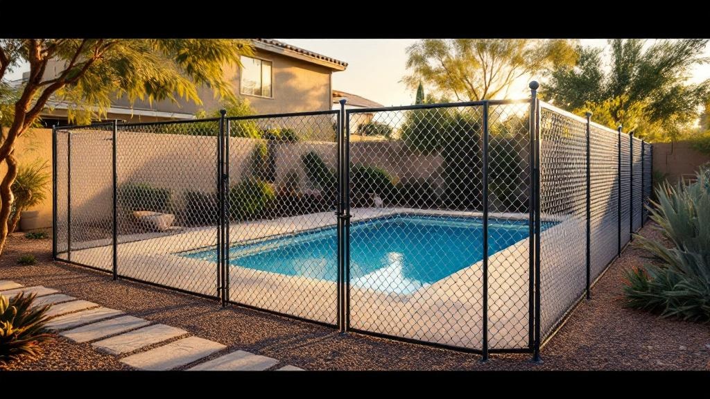 galvanized chain link fence - 5-foot pool fence installation by professional fence contractor in Phoenix, Arizona