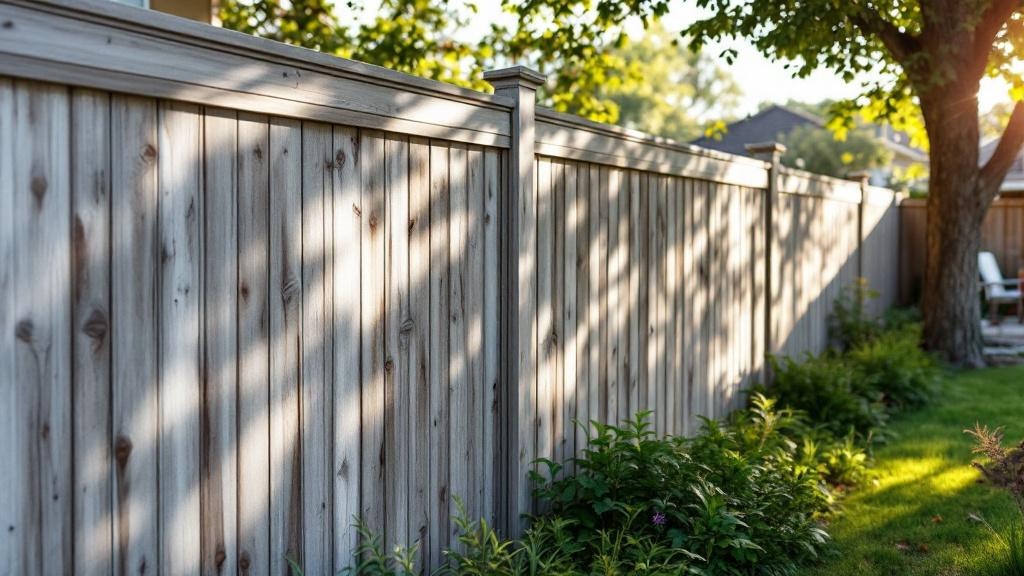 Pressure-Treated Pine shadowbox privacy fence - 6-foot weathered gray stained wood fence installation in San Diego, California