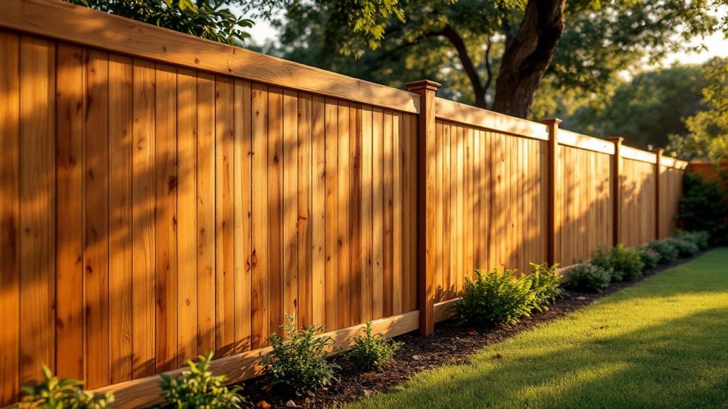 Pressure-Treated Pine board-on-board privacy fence - 6-foot honey oak stained wood fence installation in Dallas, Texas