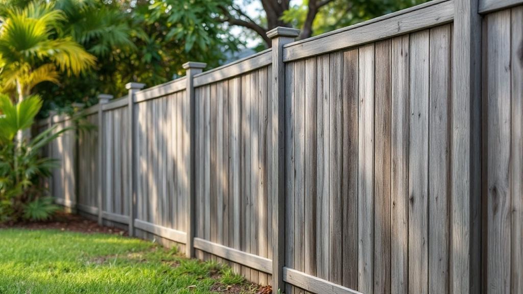 Pressure-Treated Pine dog-ear privacy fence - 6-foot weathered gray stained wood fence installation in Miami, Florida
