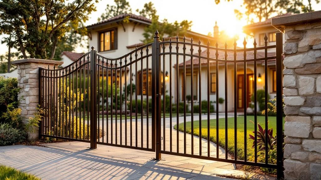 bronze aluminum flat-top ornamental fence - 4-foot decorative metal fence for property perimeter in San Diego, California