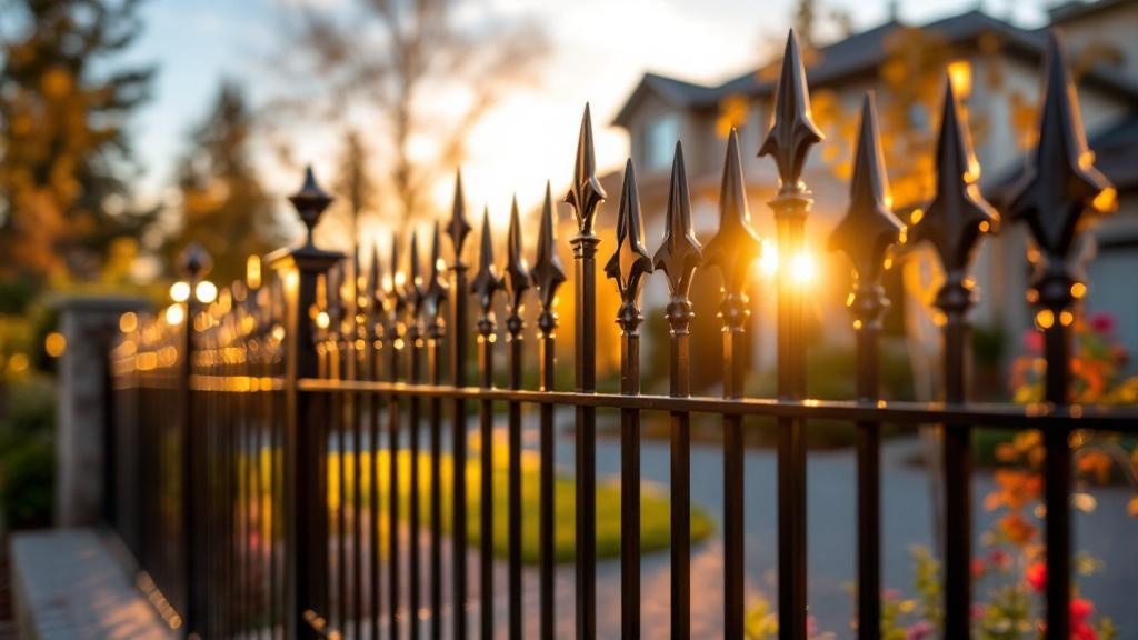 bronze aluminum spear-top ornamental fence - 6-foot decorative metal fence for property perimeter in Portland, Oregon