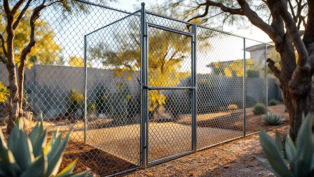 galvanized chain link fence - 8-foot dog fence installation by professional fence contractor in Phoenix, Arizona
