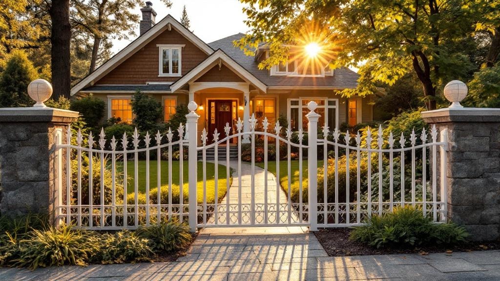 Professional aluminum fence installation in Seattle - front yard
