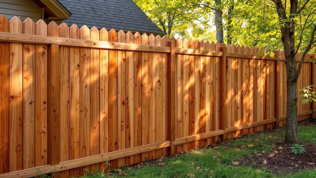 Redwood wood privacy fence for backyard privacy in Tennessee