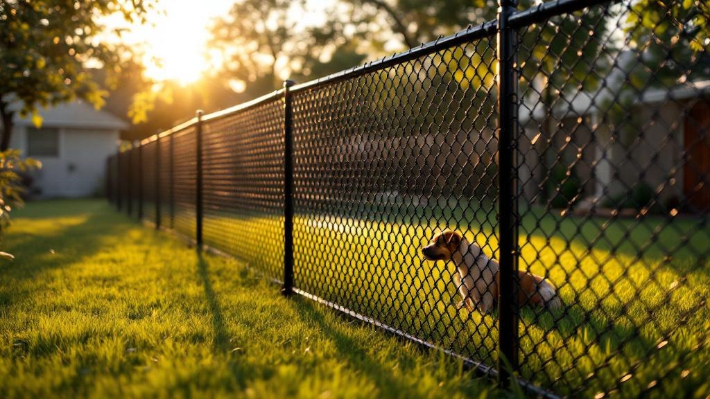 black vinyl-coated chain link chain link fence for backyard pet containment in Texas