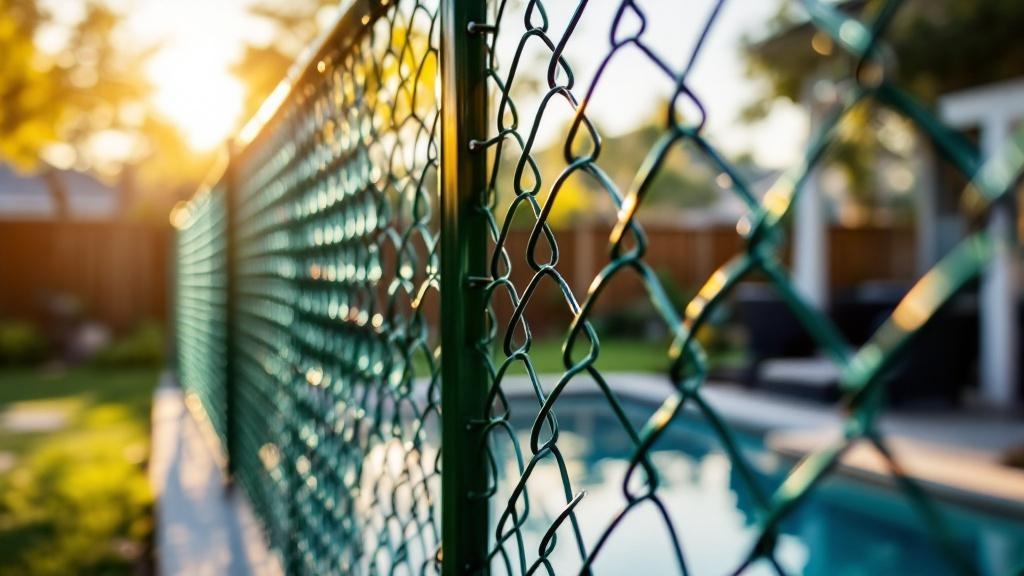 Dallas chain link fence contractor - quality green vinyl-coated chain link work
