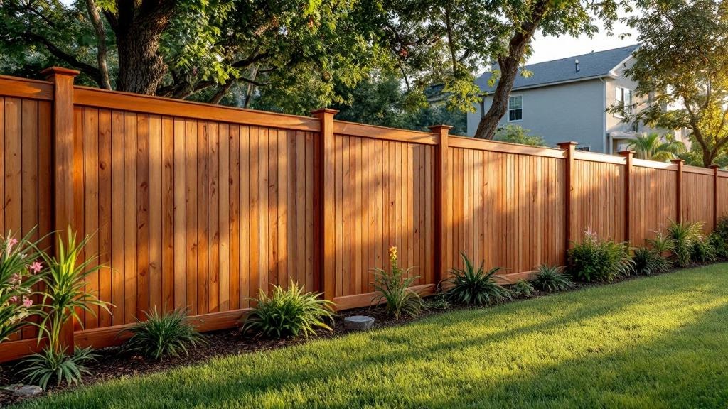 Professional wood privacy fence installation in Tampa - backyard privacy