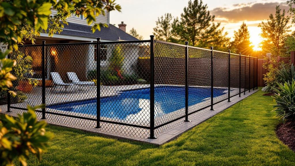 Professional chain link fence installation in Denver - pool enclosure