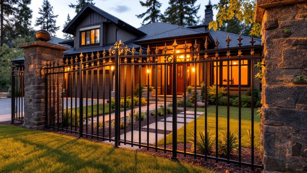 Professional aluminum fence installation in Seattle - front yard