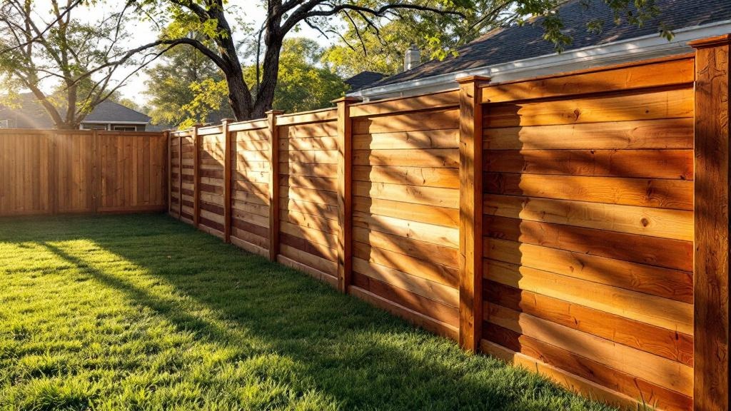 Professional wood privacy fence installation in Austin - backyard privacy