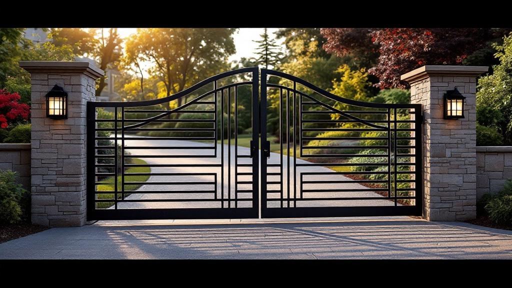 wrought iron driveway gate - professional installation by fence contractor in Portland, Oregon