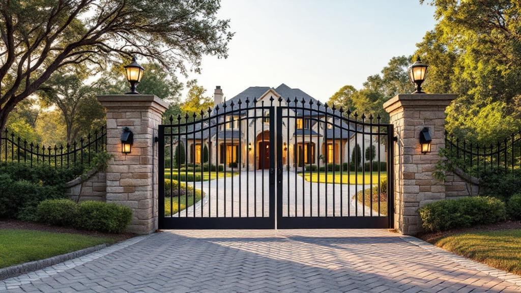 wrought iron driveway gate - professional installation by fence contractor in Austin, Texas