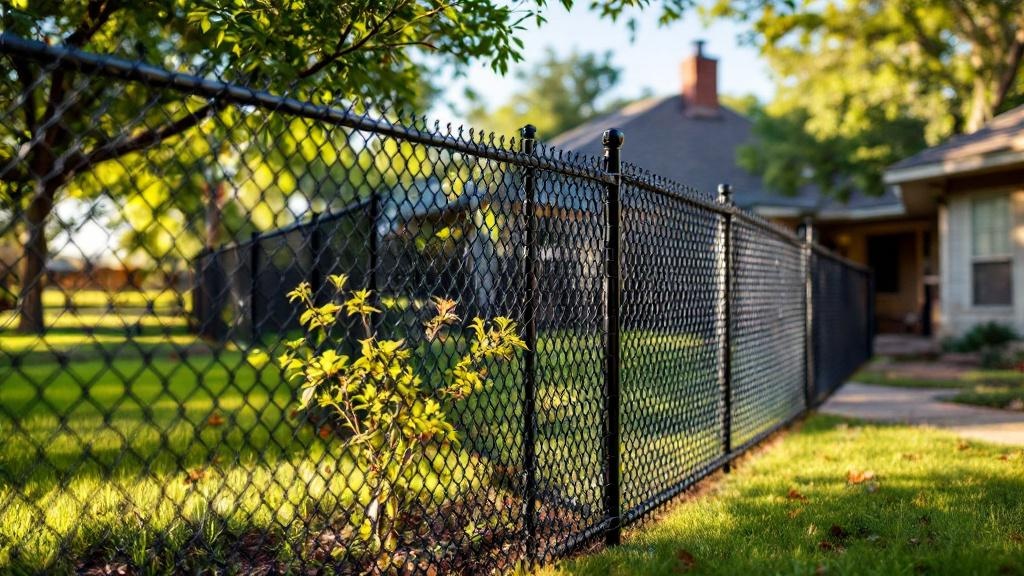 Professional chain link fence installation in Austin - property boundary
