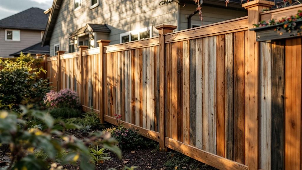 Western Red Cedar wood privacy fence for backyard privacy in Washington