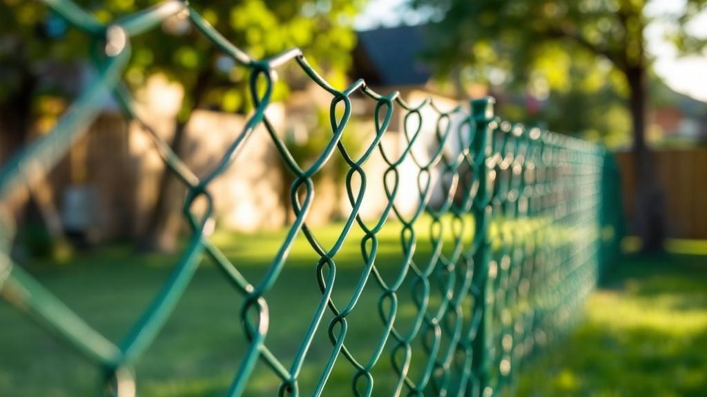 green vinyl-coated chain link diamond mesh - 5-foot installation by fence contractor in Dallas, Texas
