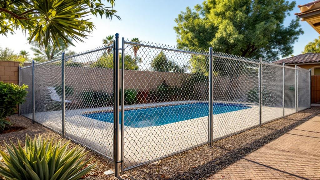 Professional chain link fence installation in Las Vegas - pool enclosure