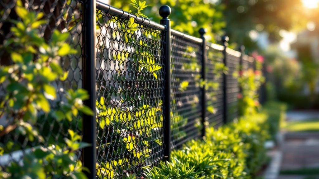 black vinyl-coated chain link diamond mesh - 4-foot installation by fence contractor in San Diego, California