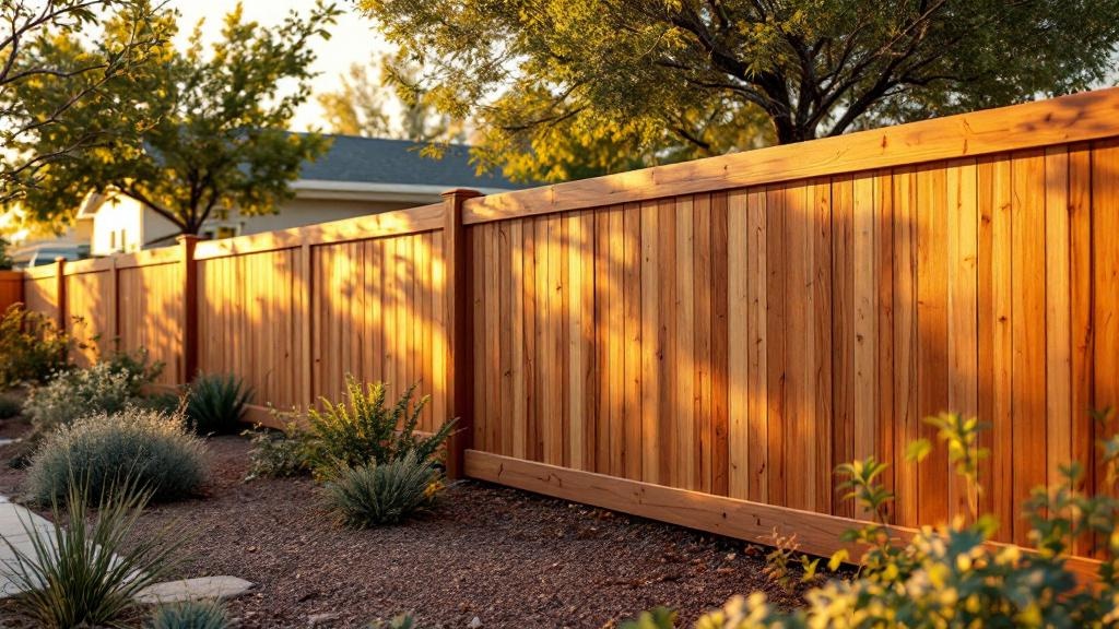 Western Red Cedar wood privacy fence for backyard privacy in Nevada