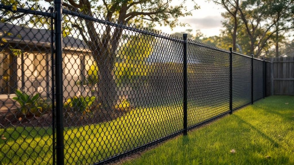 black vinyl-coated chain link chain link fence for backyard pet containment in Florida