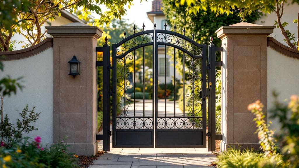 wrought iron walk gate for side yard access in California