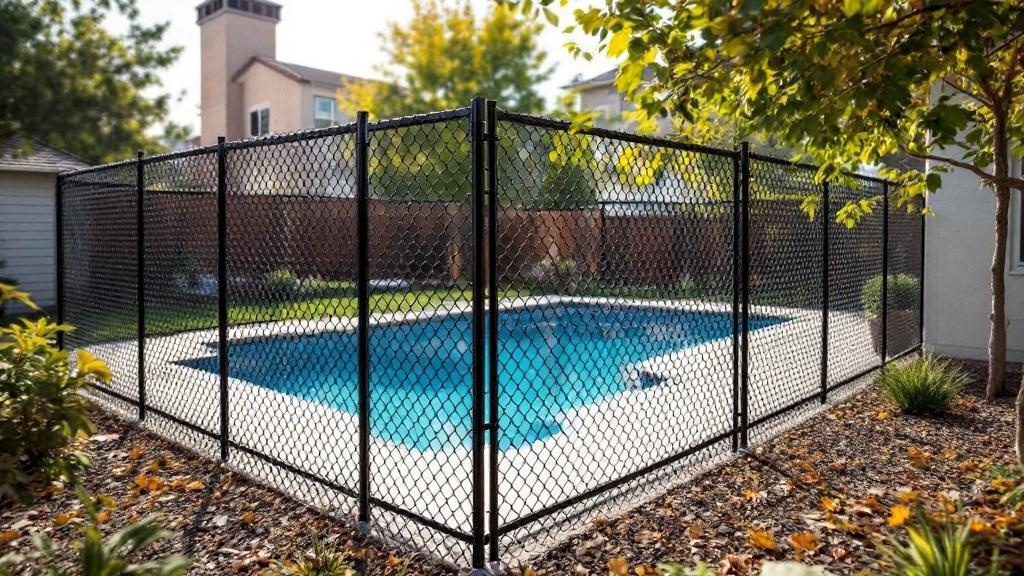 black vinyl-coated chain link diamond mesh - 6-foot installation by fence contractor in Salt Lake City, Utah