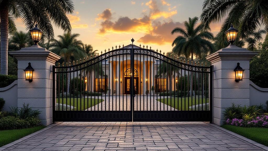 aluminum driveway gate - professional installation by fence contractor in Miami, Florida