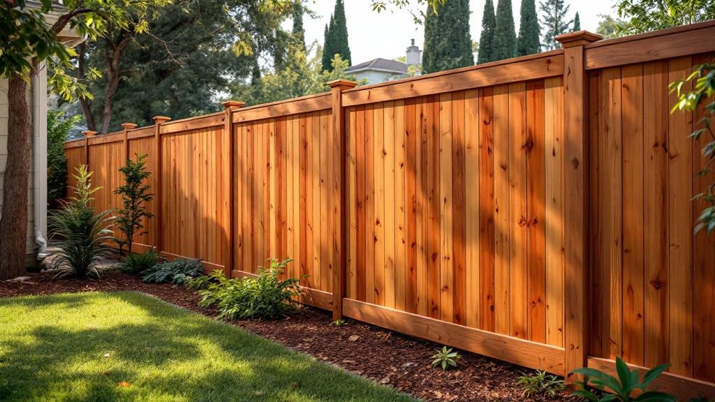 Western Red Cedar flat-top - 6-foot installation by fence contractor in San Diego, California
