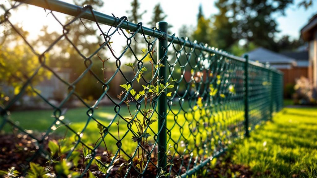 Portland chain link fence contractor - quality green vinyl-coated chain link work