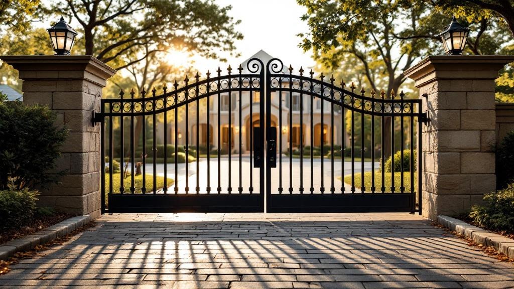 wrought iron driveway gate for property entrance in Texas