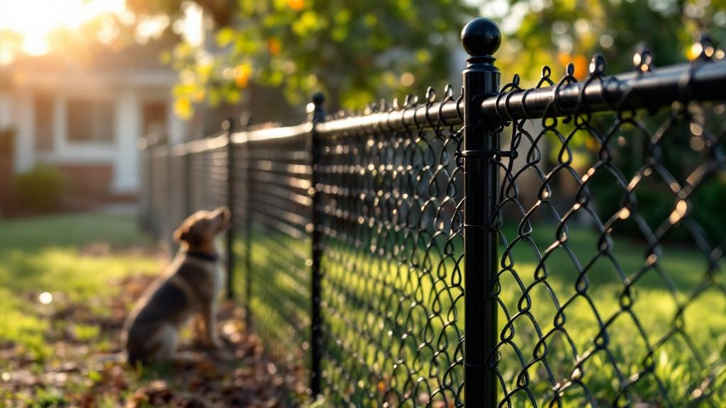 black vinyl-coated chain link diamond mesh - 6-foot installation by fence contractor in Tampa, Florida